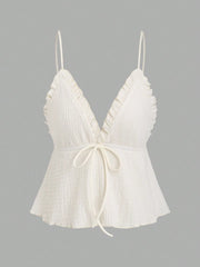 Frill V-Neck Cami Off-white / XS