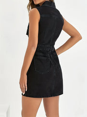 Fringe Detail Button-Front Mini Dress