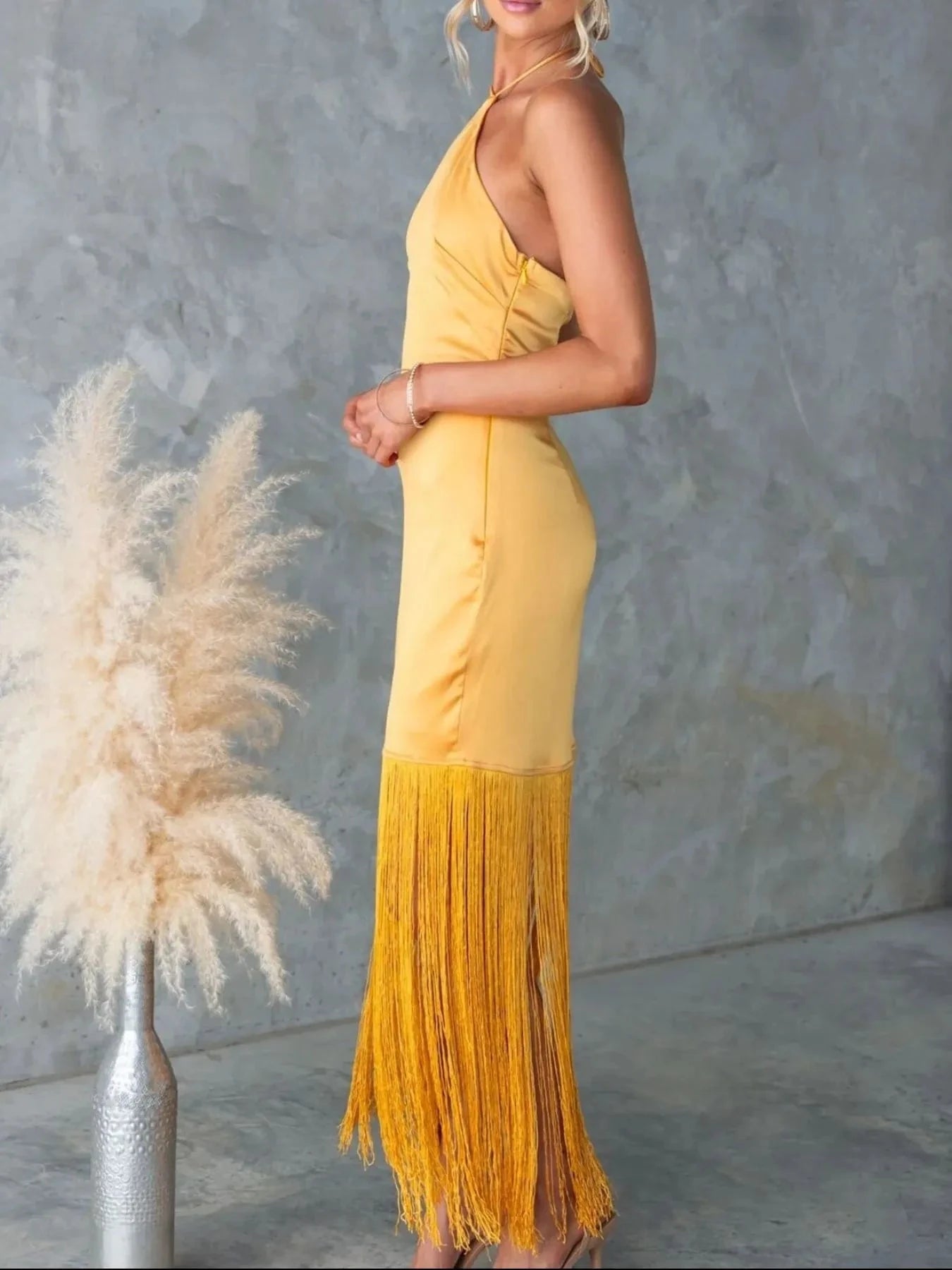 Fringe Halter Neck Dress