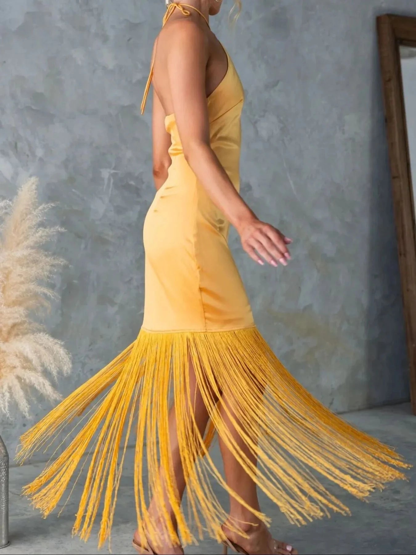 Fringe Halter Neck Dress