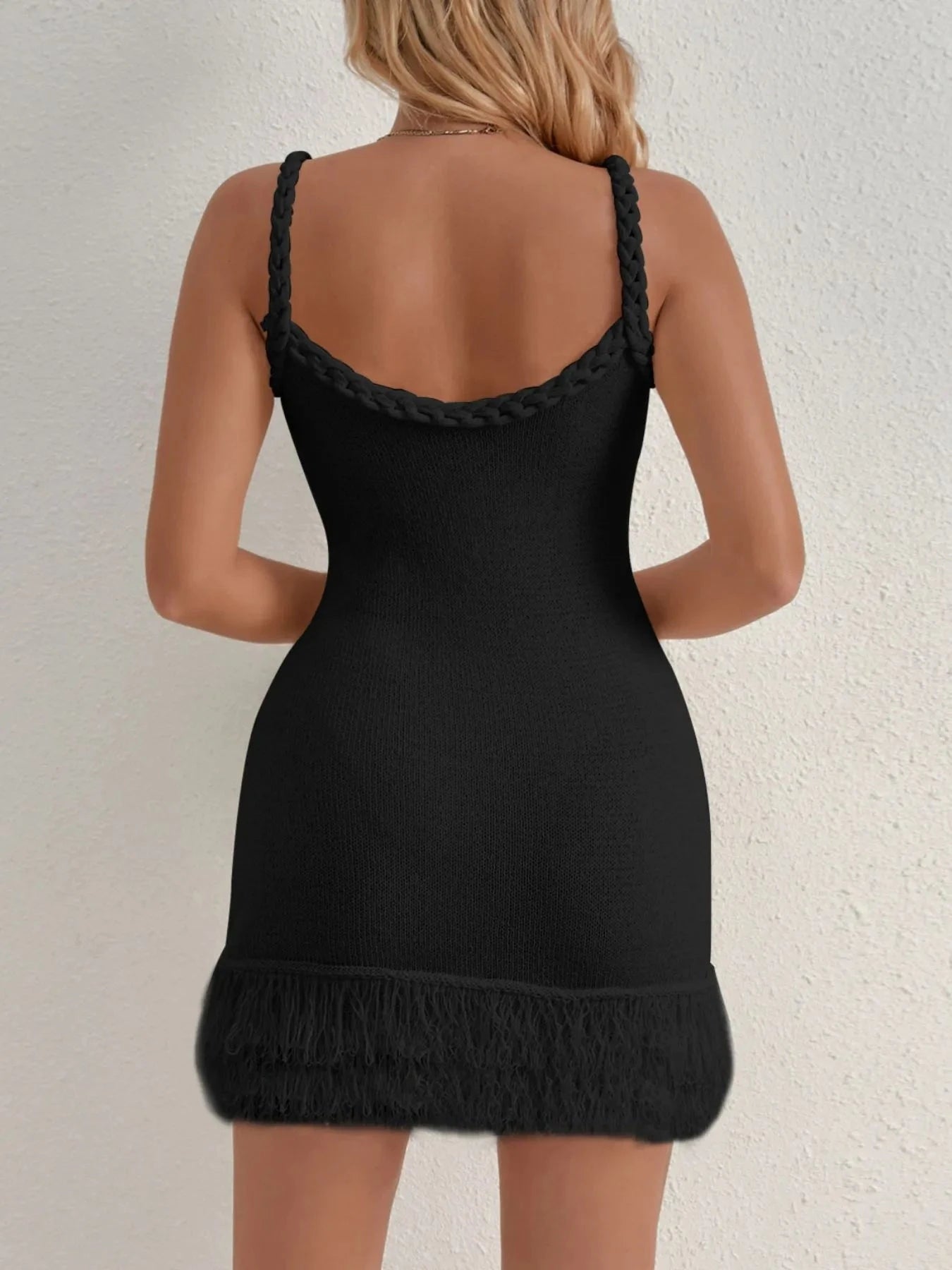 Fringe Hem Knit Cami Dress