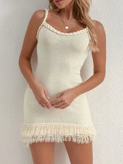 Fringe Hem Knit Cami Dress