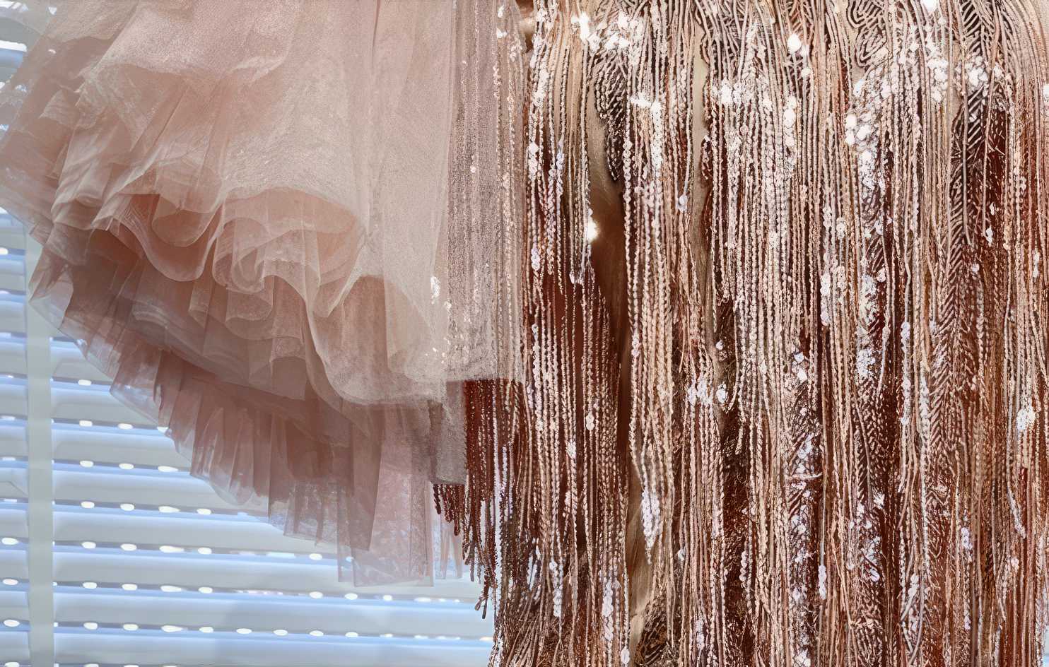 Fringe Hem Puffy Sleeve Sequin Dress