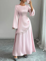 Fringe Long Sleeve Bodycon Maxi Dress