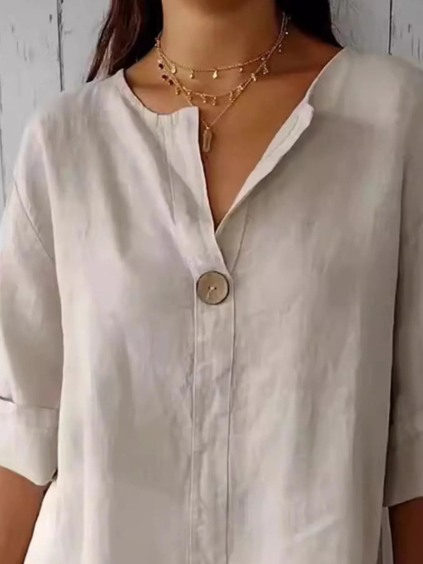 Full Size Casual Notched Drop Shoulder Blouse Plus Size