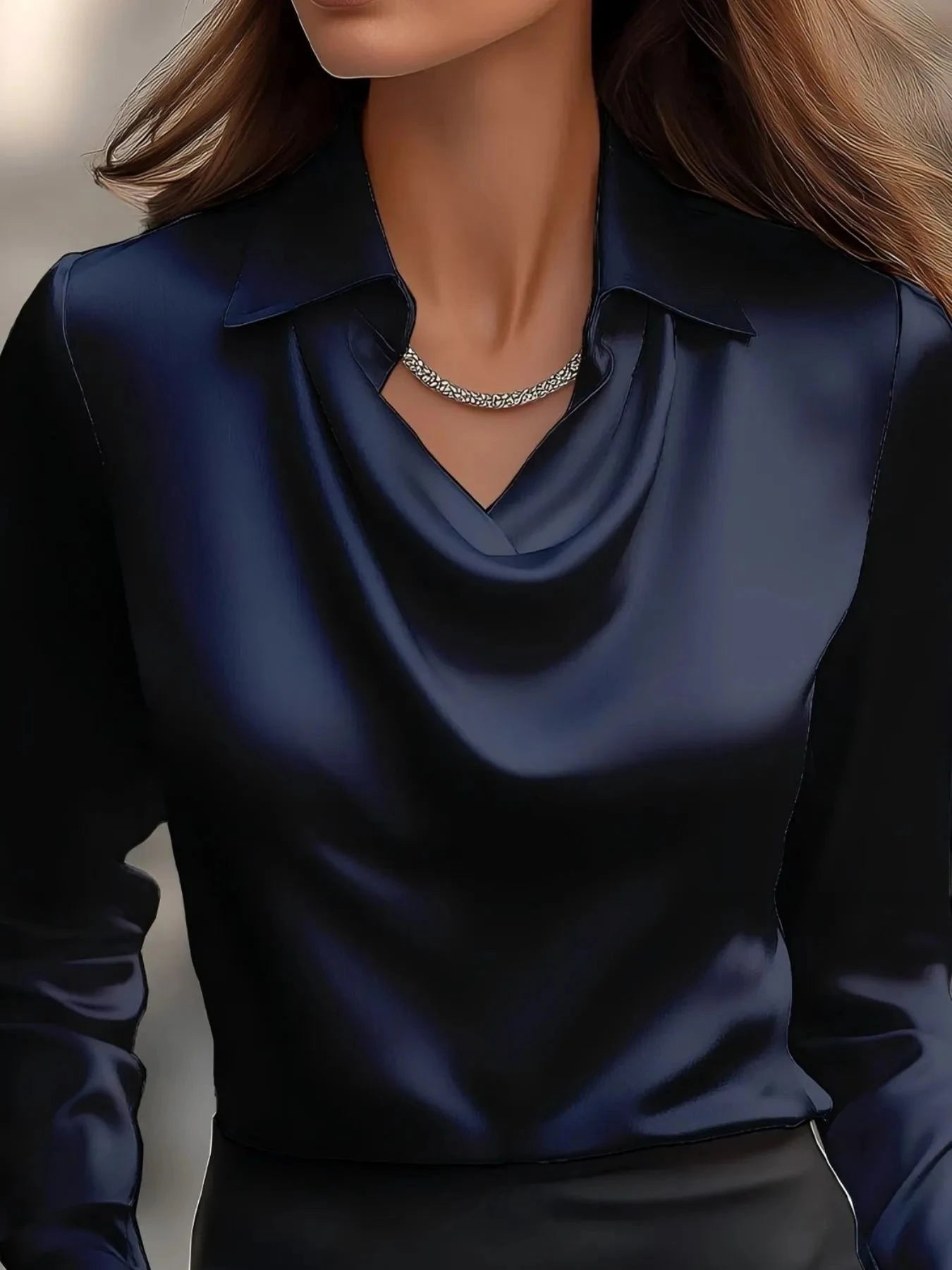 Full Size Collared Neck Long Sleeve Blouse Plus Size