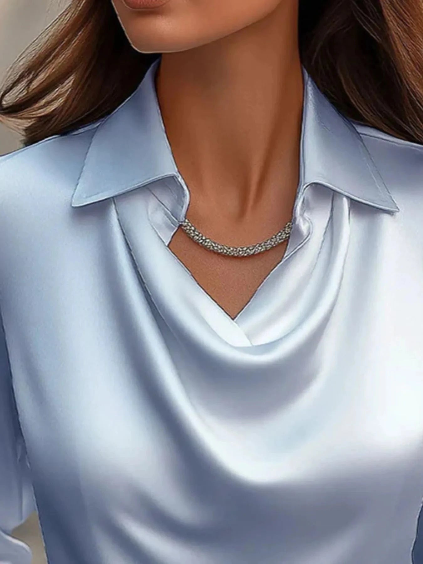 Full Size Collared Neck Long Sleeve Blouse Plus Size