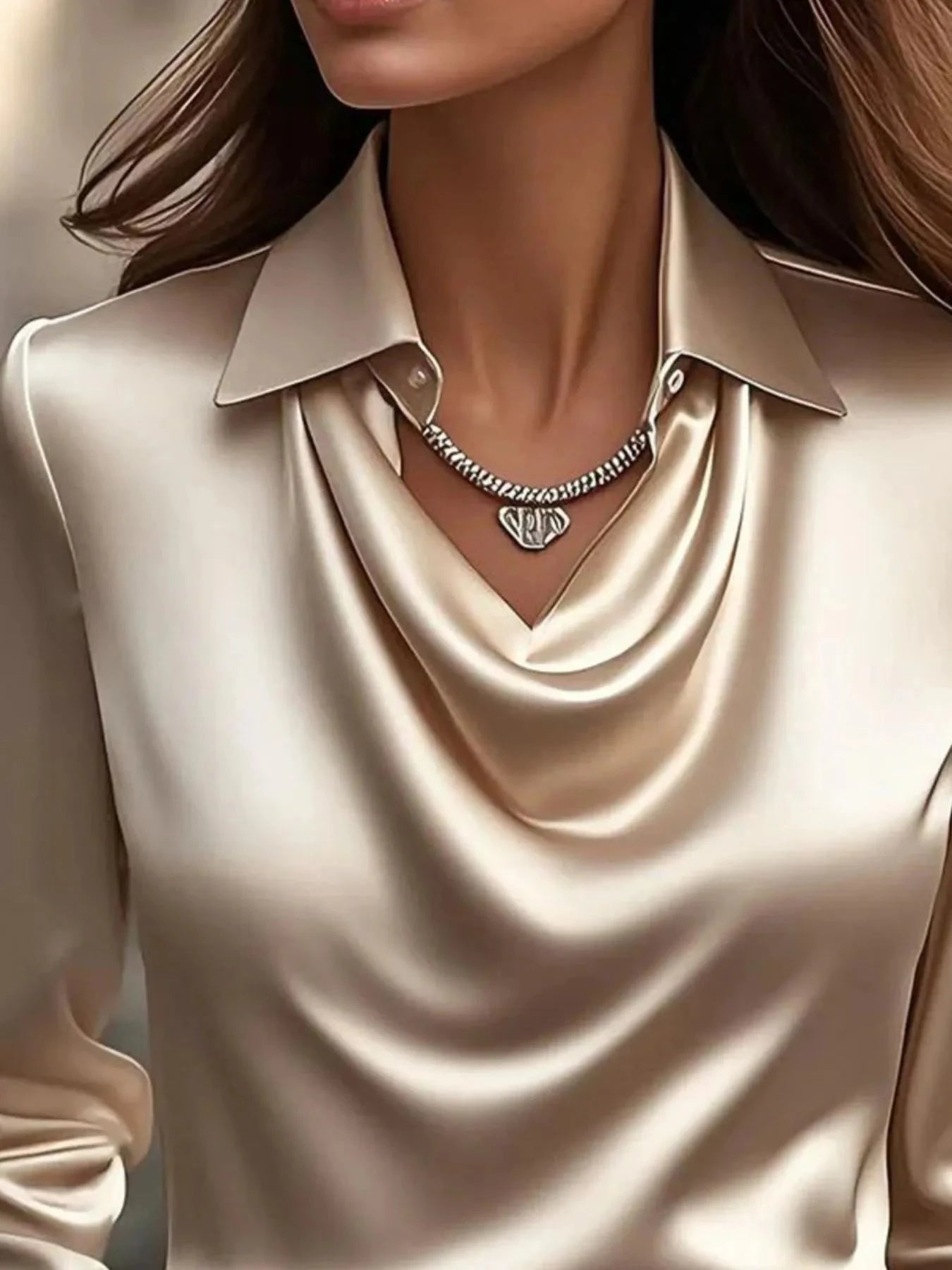 Full Size Collared Neck Long Sleeve Blouse Plus Size