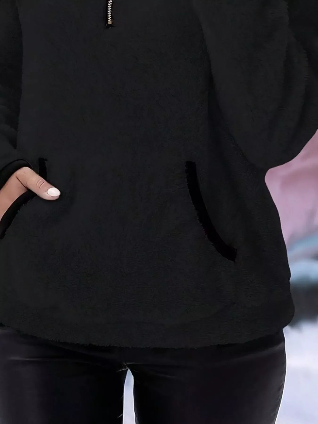 Full Size Cozy Fleece Quarter Zip Long Sleeve Sweatshirt Plus Size