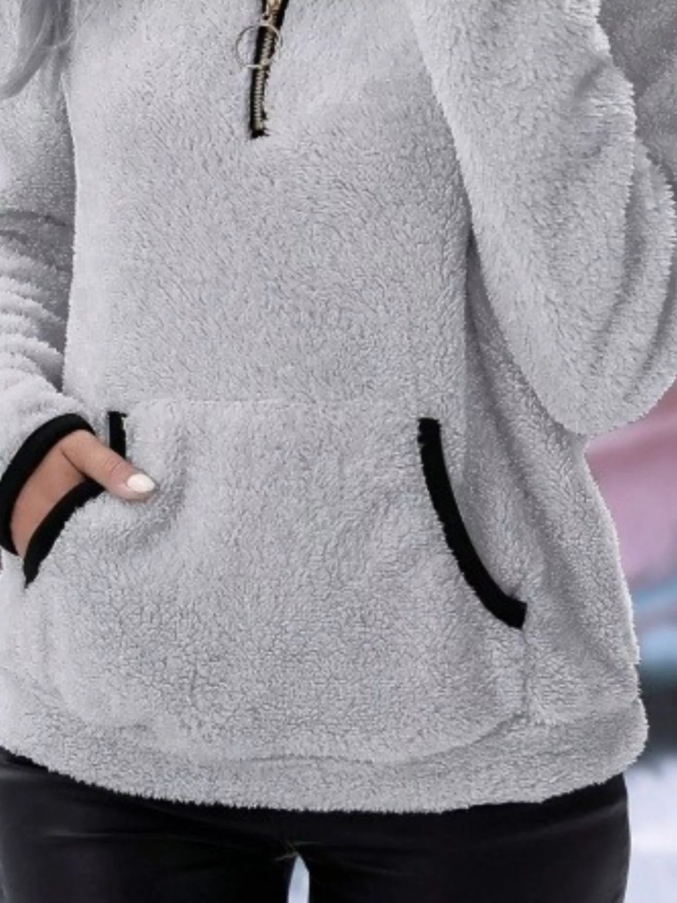 Full Size Cozy Fleece Quarter Zip Long Sleeve Sweatshirt Plus Size