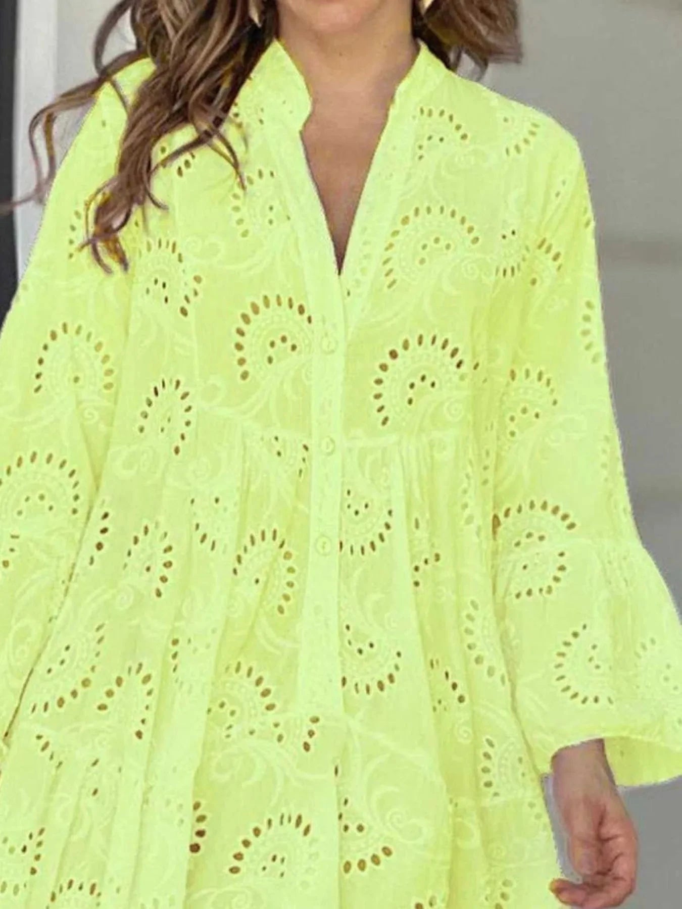 Full Size Eyelet Ruffled Hem Tiered Dress Plus Size