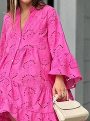 Full Size Eyelet Ruffled Hem Tiered Dress Plus Size