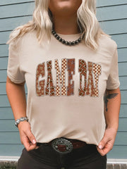 Full Size GAME DAY Checkered Letter Graphic T Shirt Plus Size
