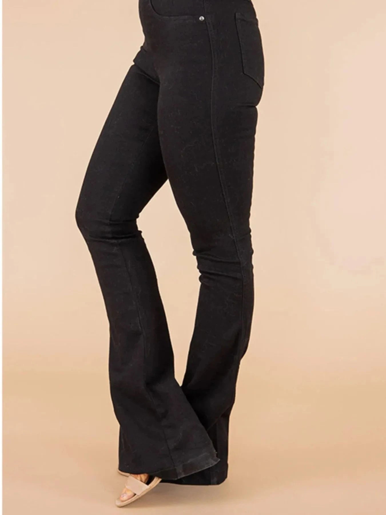 Full Size High-Waisted Flare Jeans Plus Size Black / S