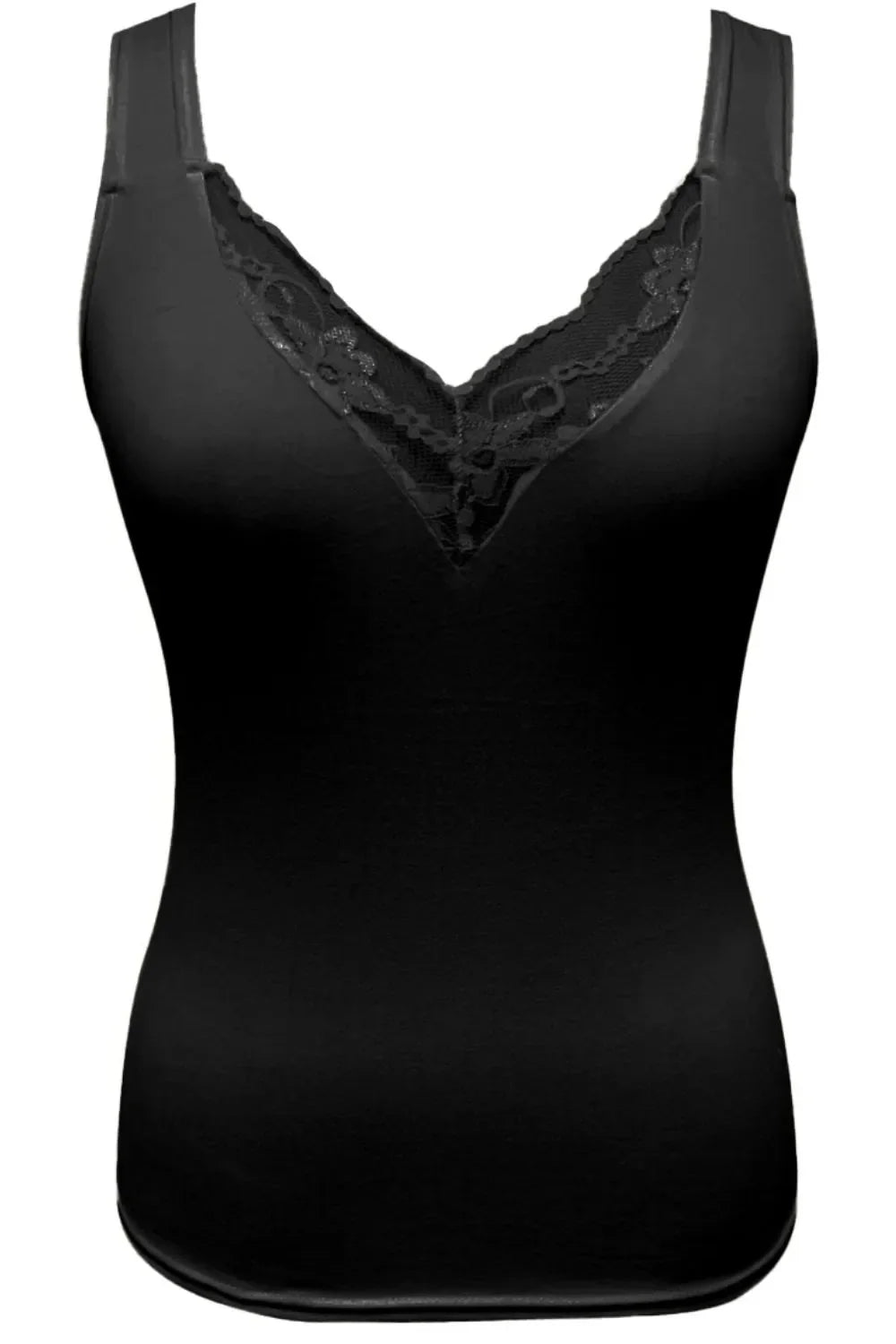 Full Size Lace Detail V-Neck Tank Plus Size Black / XS/S