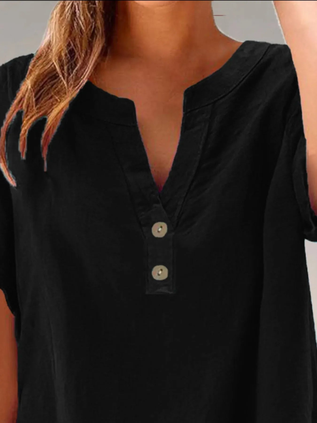 Full Size Notched Short Sleeve Blouse Plus Size