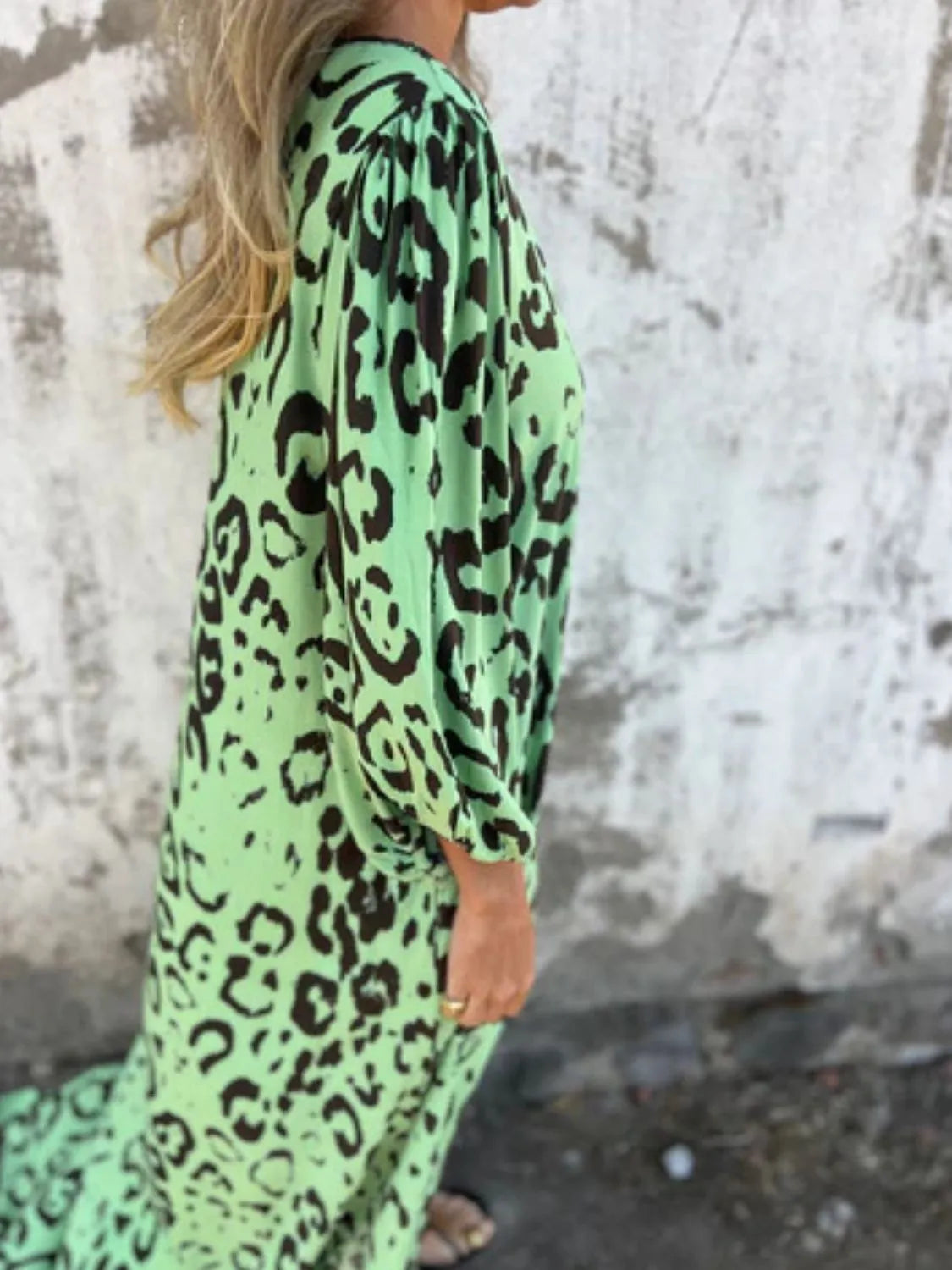 Full Size Printed V-Neck Dress with Pockets Plus Size