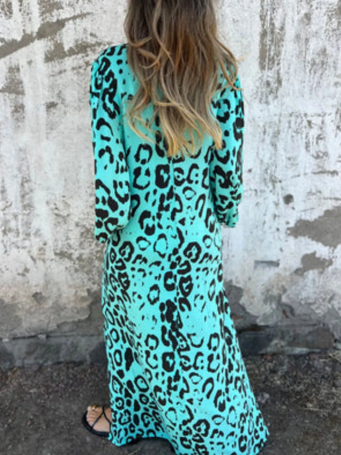 Full Size Printed V-Neck Dress with Pockets Plus Size