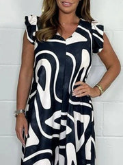 Full Size Printed Wide-Leg Jumpsuit with Flutter Sleeves Plus Size