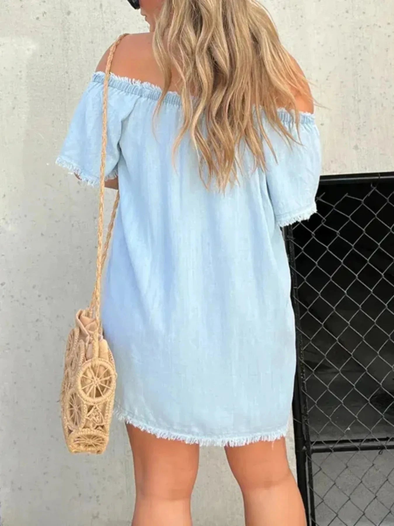 Full Size Raw Hem Mini Denim Dress Plus Size