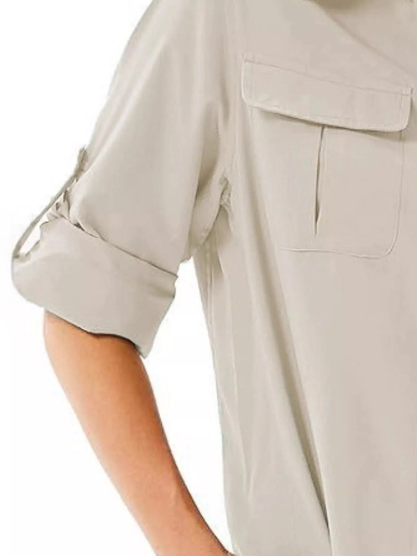 Full Size Roll-Up Sleeve Button Up Shirt Plus Size