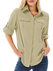 Full Size Roll-Up Sleeve Button Up Shirt Plus Size Sage / XS