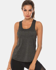 Full Size Scoop Neck Wide Strap Active Tank Black / S