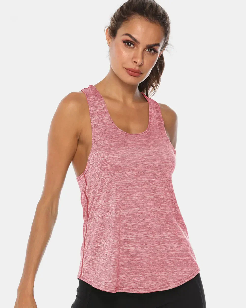 Full Size Scoop Neck Wide Strap Active Tank Blush Pink / S