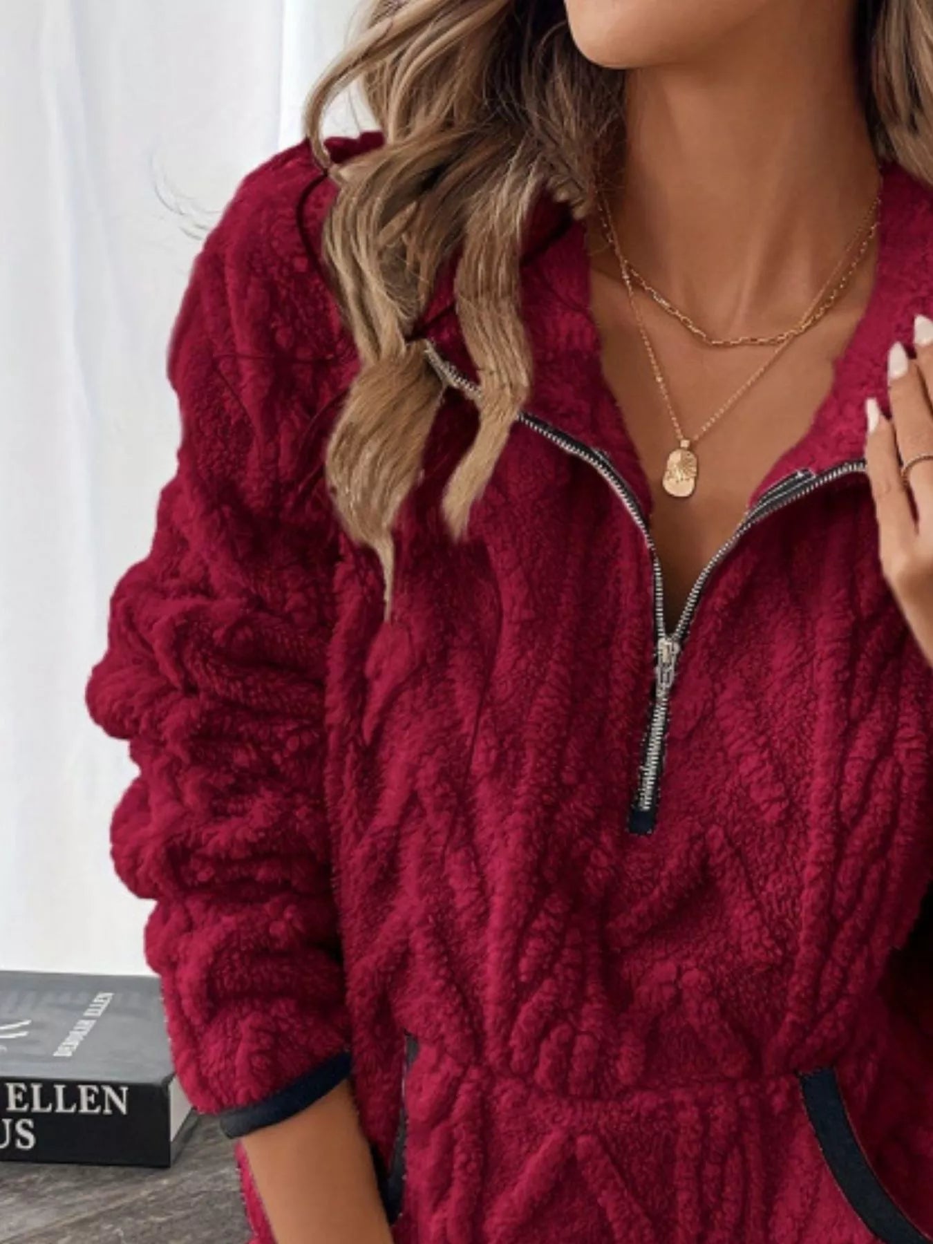 Full Size Sherpa Half Zip Sweatshirt Plus Size