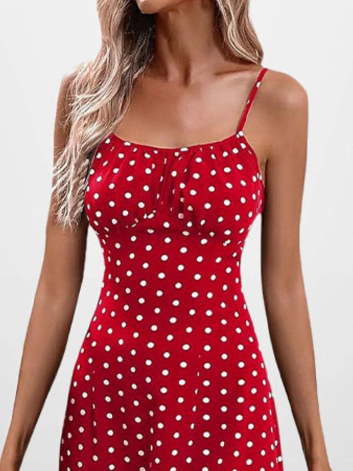 Full Size Slit Printed Cami Midi Dress Plus Size