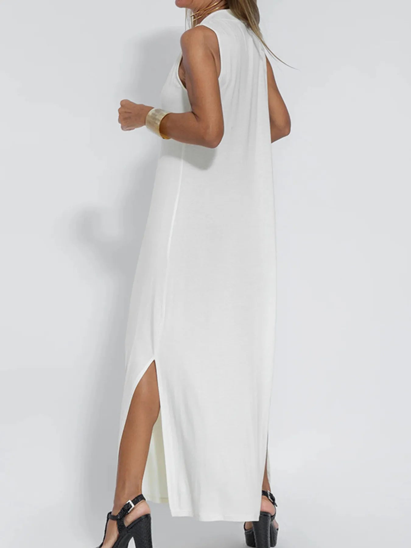 Full Size V-Neck Sleeveless Maxi Dress with Slit Plus Size