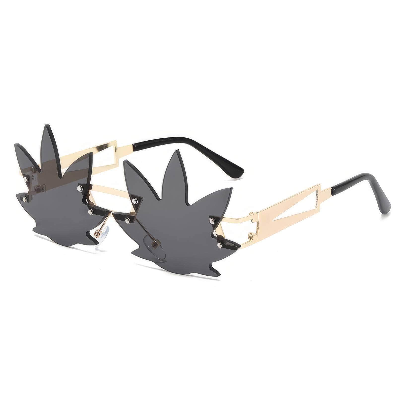 Generic Maple Leaf Sunglasses Unique Style Gray/Gold / Resin