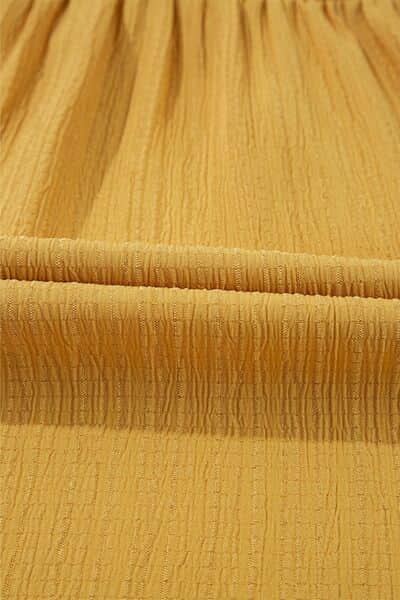 Geometric Frill Mock Neck Short Sleeve Blouse