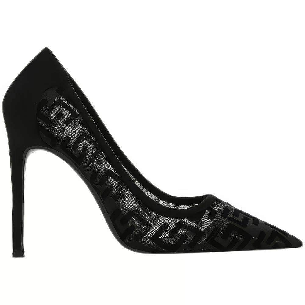 Geometric Monogram Pointed Toe Heels