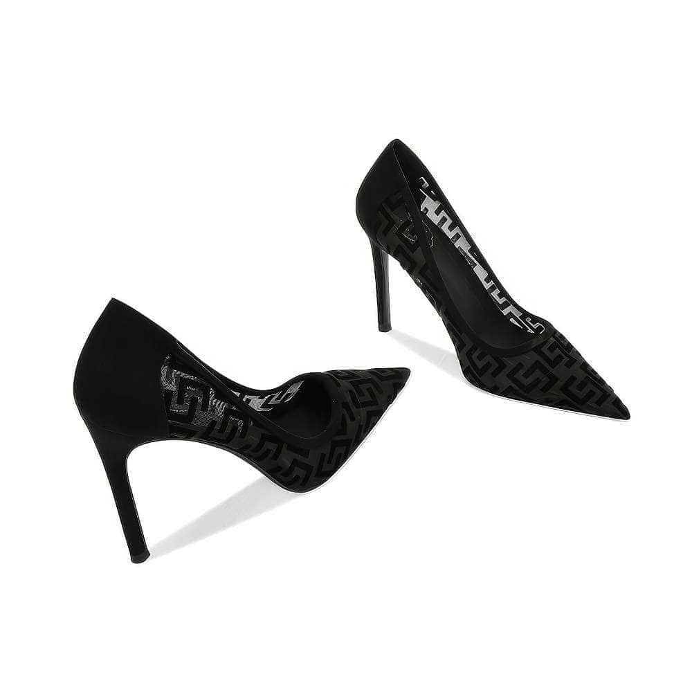 Geometric Monogram Pointed Toe Heels