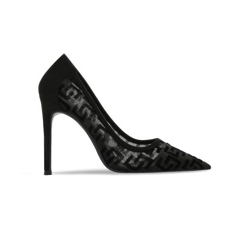Geometric Monogram Pointed Toe Heels