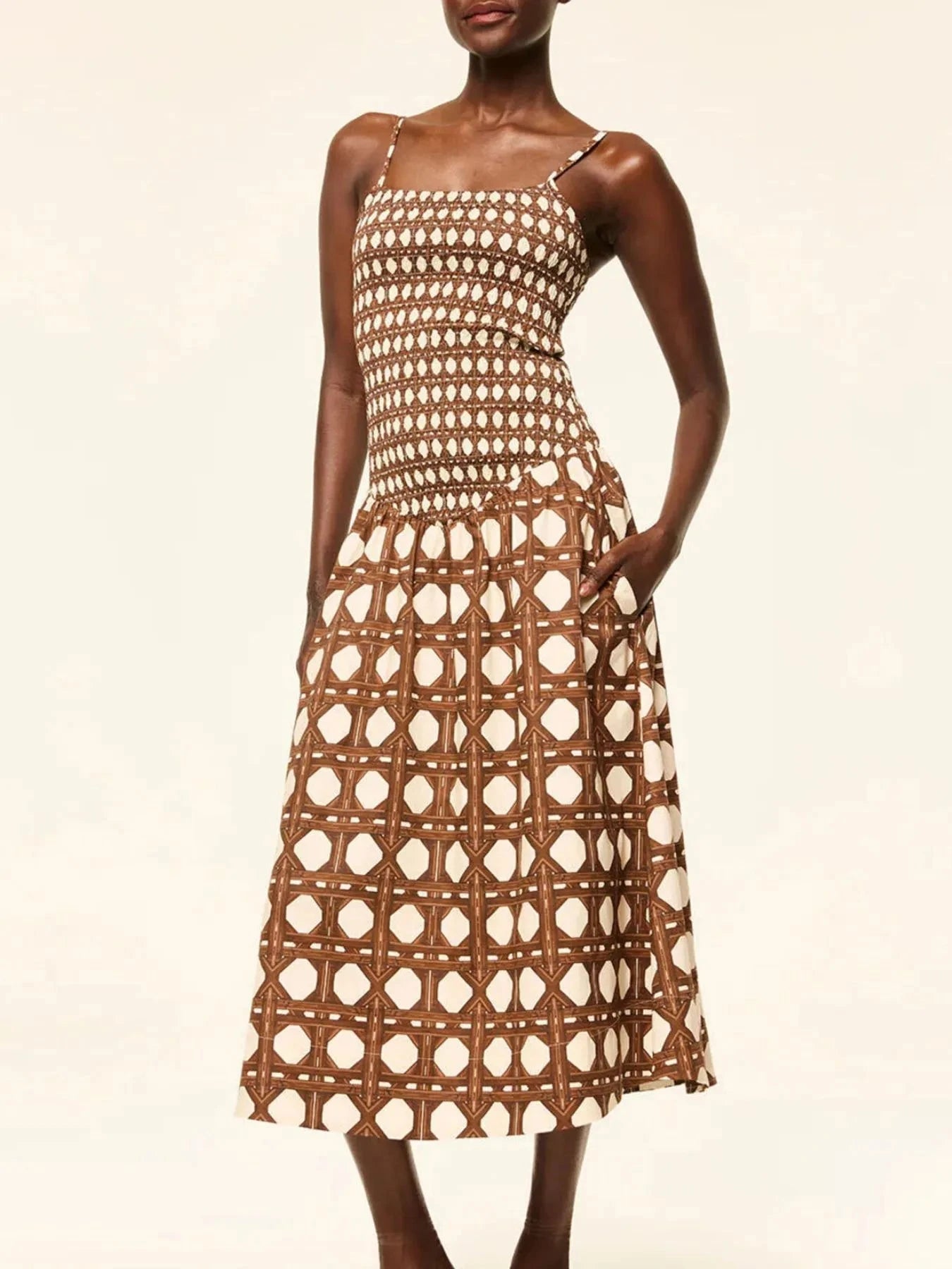 Geometric Pattern Cami Midi Dress