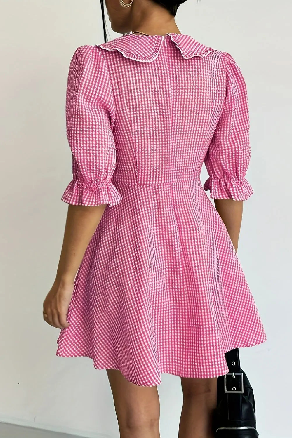 Gingham Puff Sleeve Mini Dress