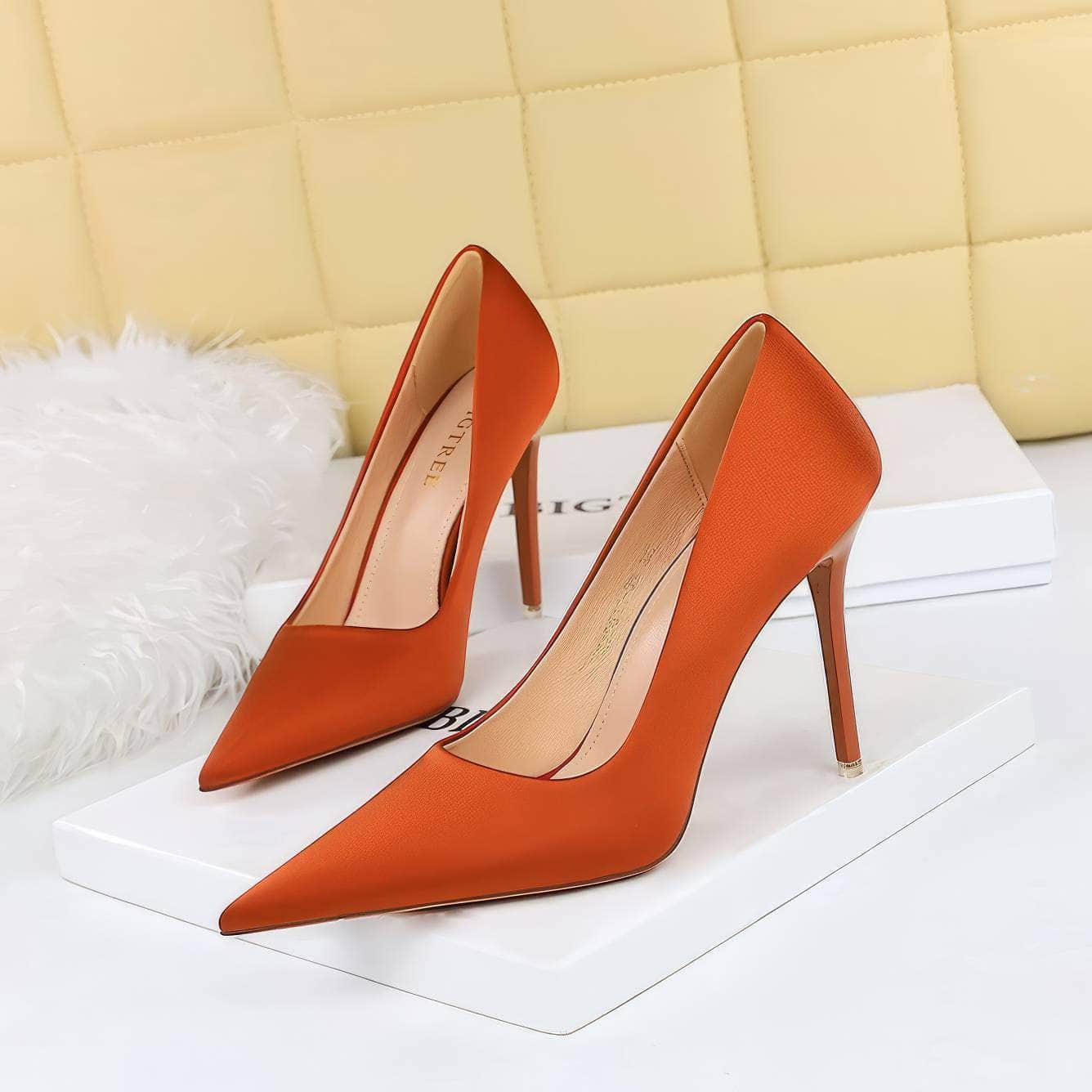 Glammed Satin Court Stiletto Pumps