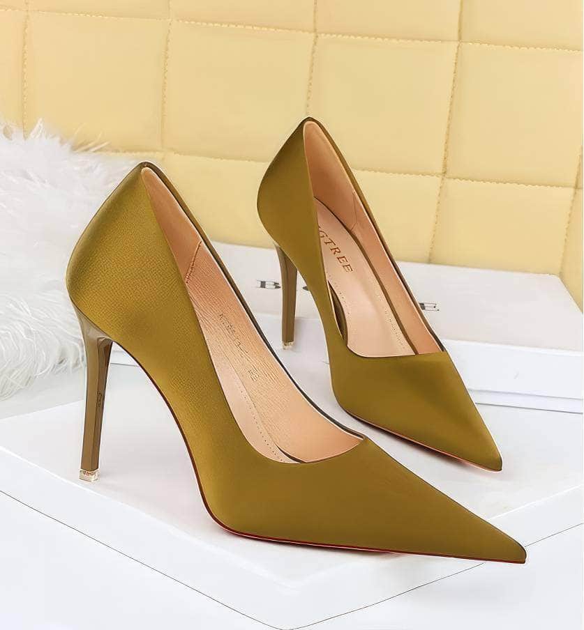 Glammed Satin Court Stiletto Pumps