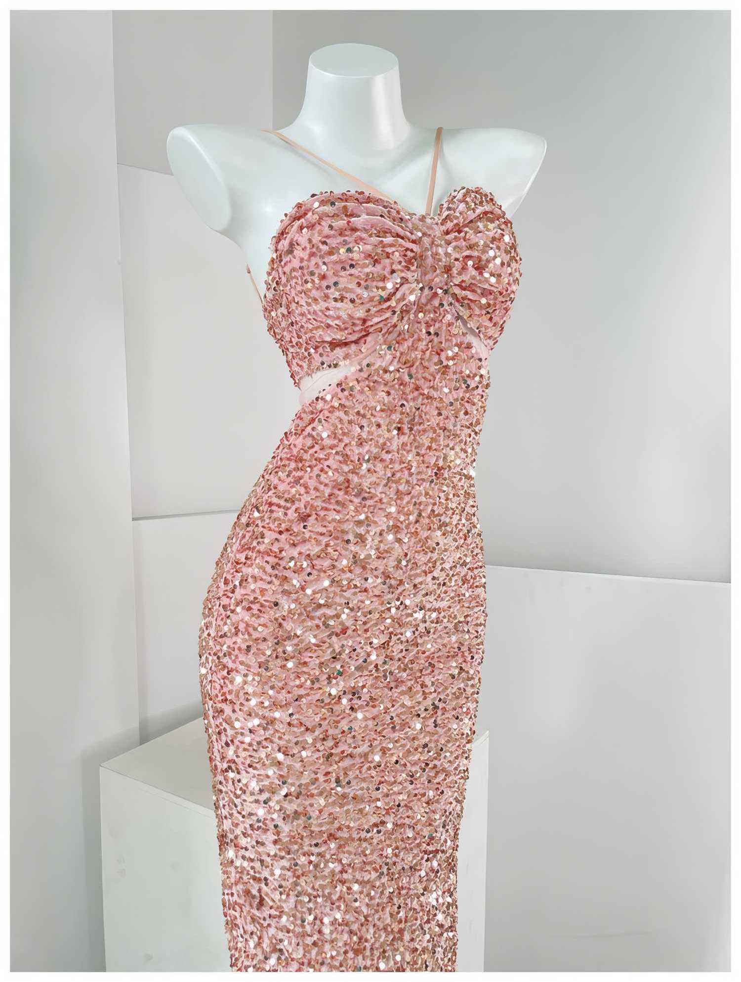 Glittering Sequin Fitted Evening Gown