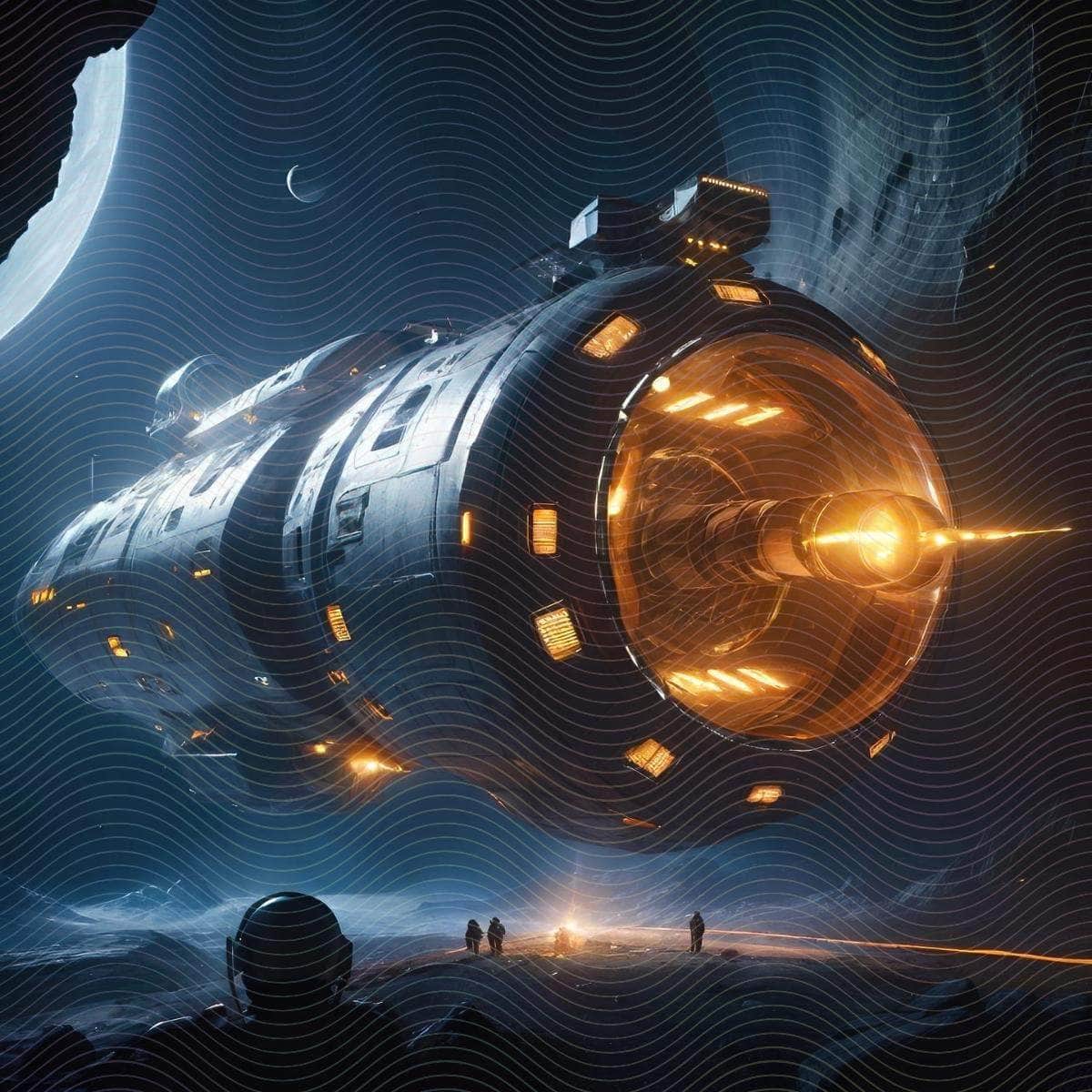 Glowing Sci-Fi Spacecraft