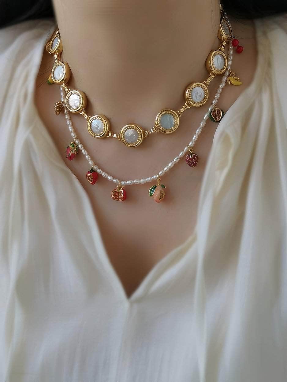 Gold Accented Opal Choker Necklace