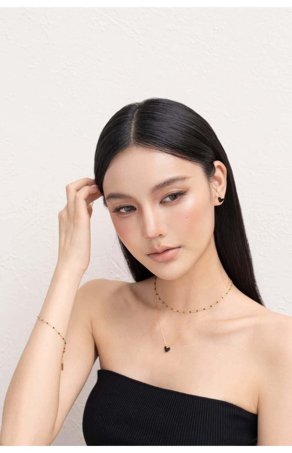 Gold & Black Bead Earring Earrings