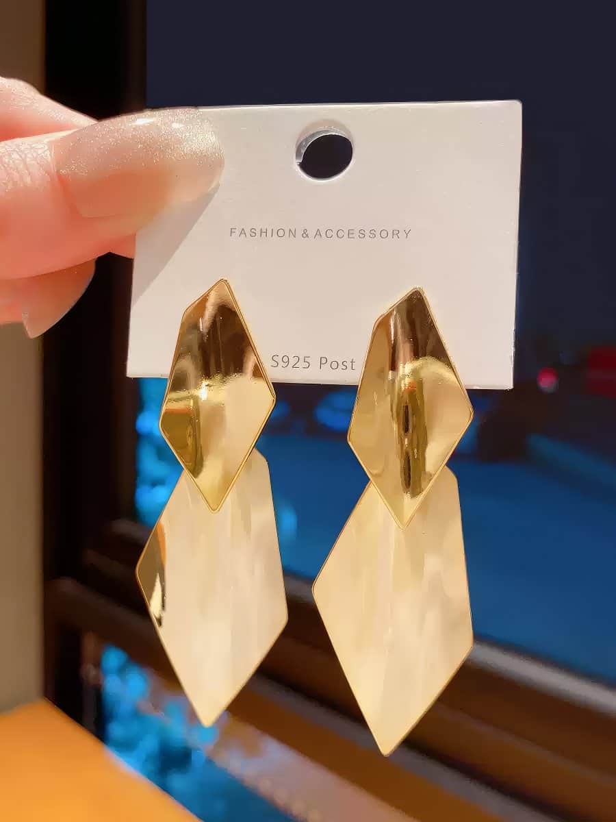 Gold Iridescent Geometric Earrings
