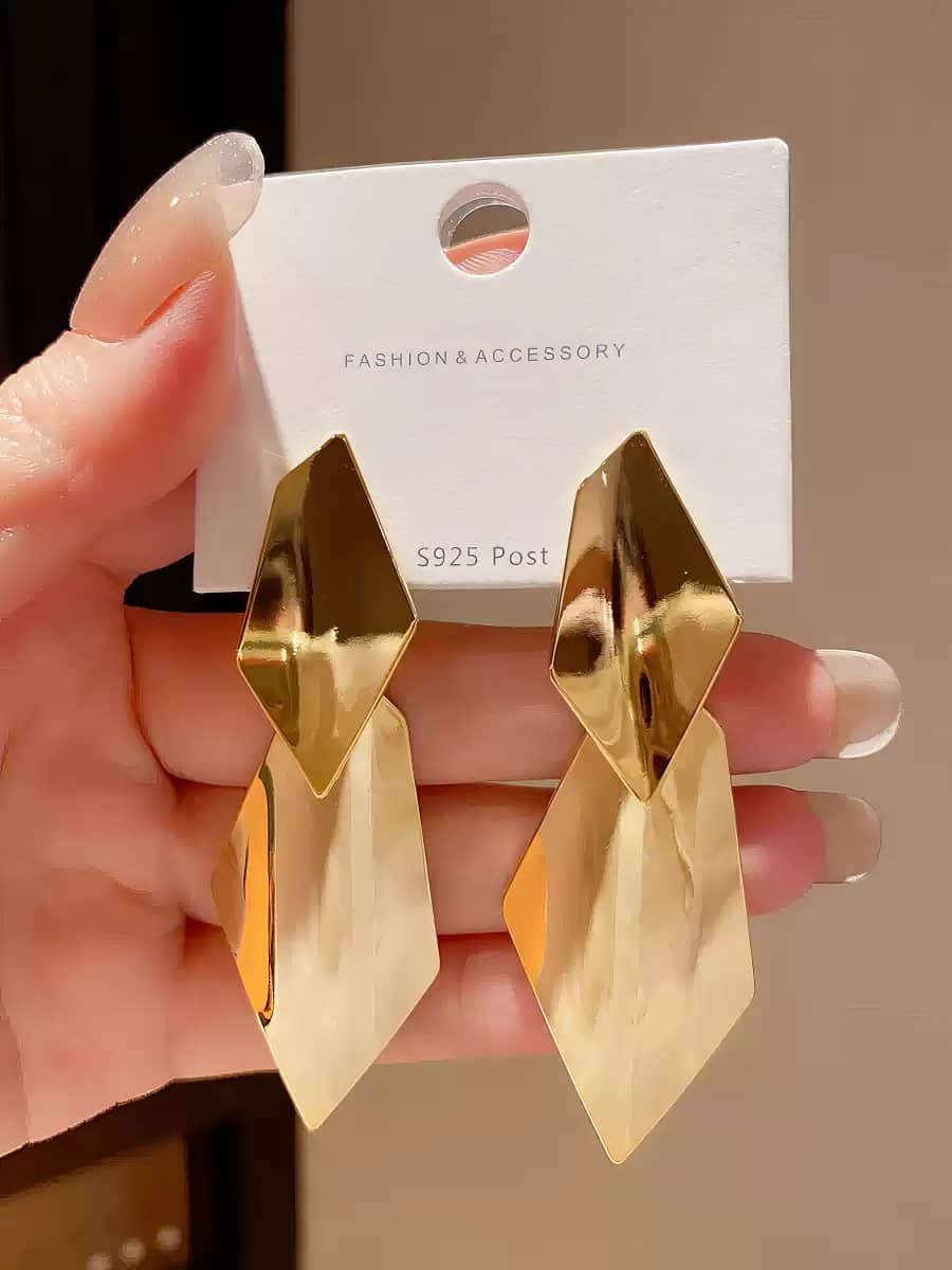 Gold Iridescent Geometric Earrings