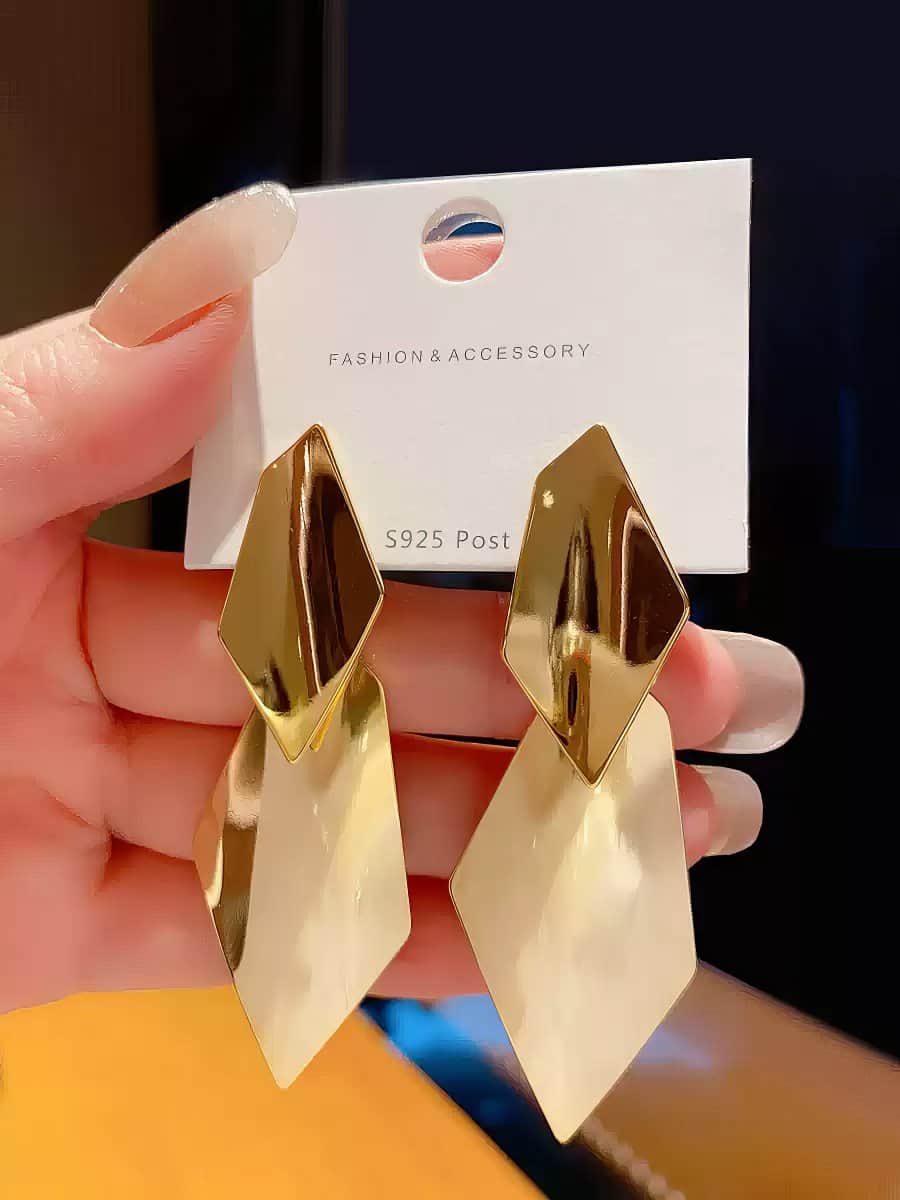 Gold Iridescent Geometric Earrings