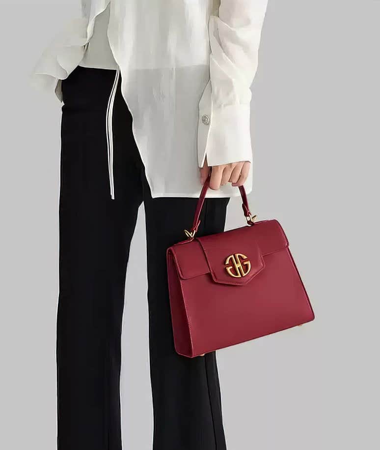 Gold Monogram Hardware Saffiano Leather Top Crossbody Handle Handbag