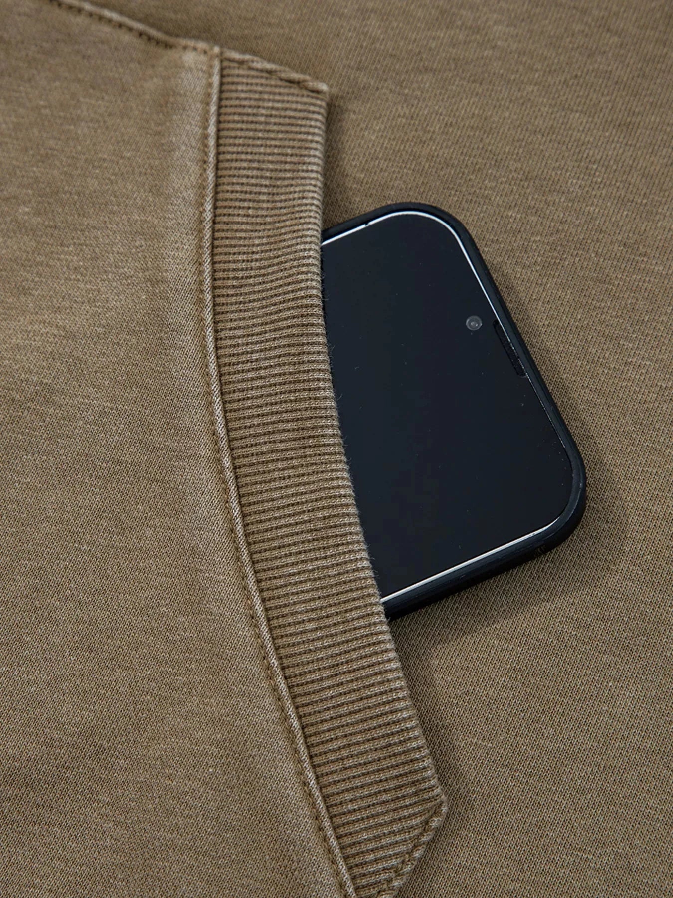 Half Zip Kangaroo Pocket Mineral Wash Baggy Hoodie