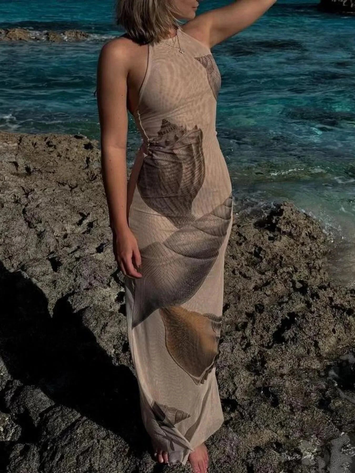 Halter Neck Bodycon Maxi Dress